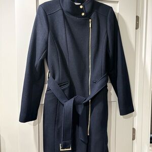 Cole Haan Navy Belted Coat